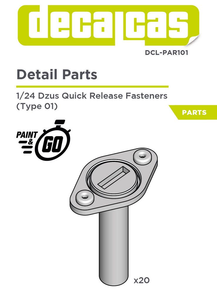 1/24 DZUS QUICK RELEASE FASTENER TYPE 1 - 3D- DECALCAS- DCL-PAR101