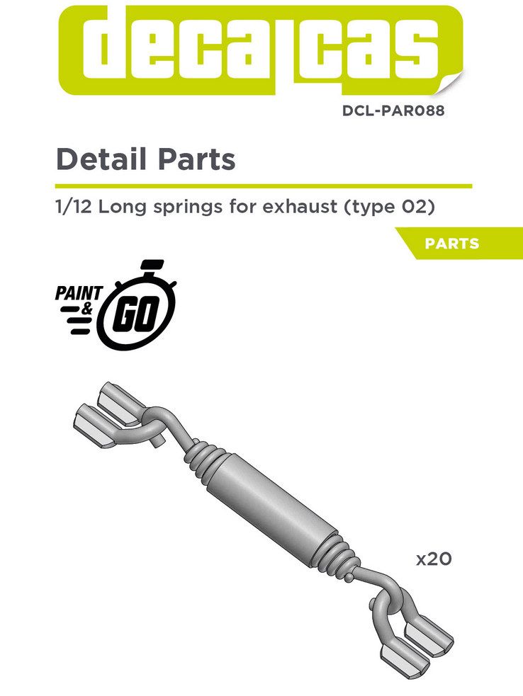 1/12 LONG SPRINGS FOR EXHAUST 7MM - 3D- DECALCAS- DCL-PAR088