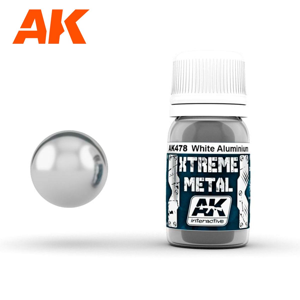 AK478 PEINTURE  EXTREME METAL WHITE ALUMINIUM  - 35ml - AK478