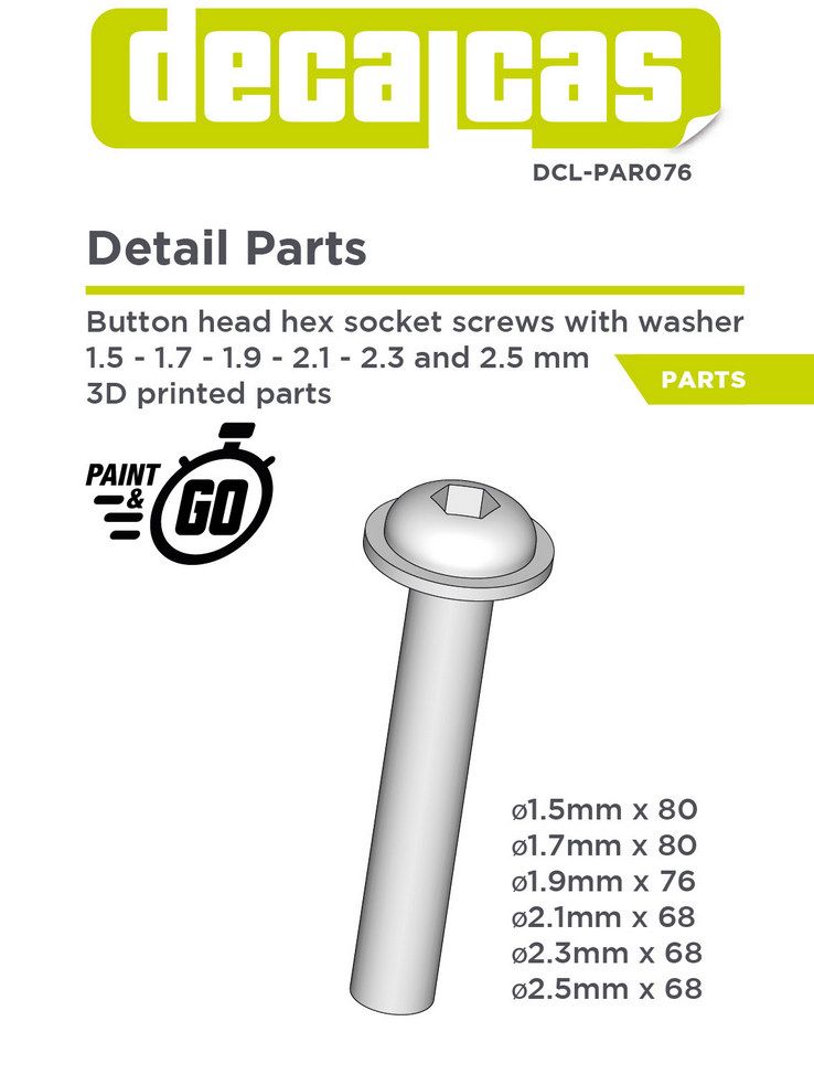 RIVETS 1.5mm-1.7mm -1.9mm- 2.1mm 2.3mm, 2.5mm - DECALCAS- DCL-PAR076