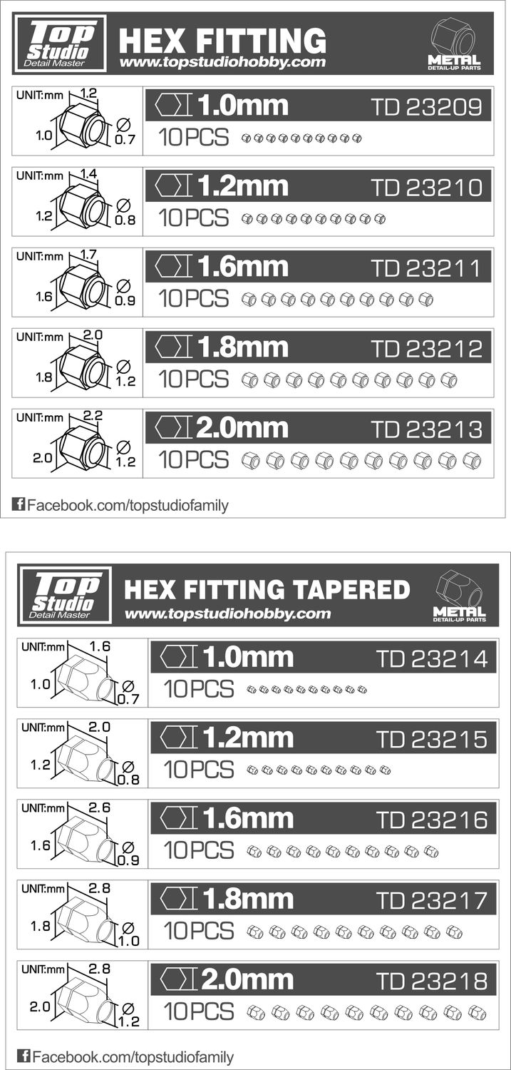 TD23215 - 1.2mm METAL HEX FITTING TAPERED