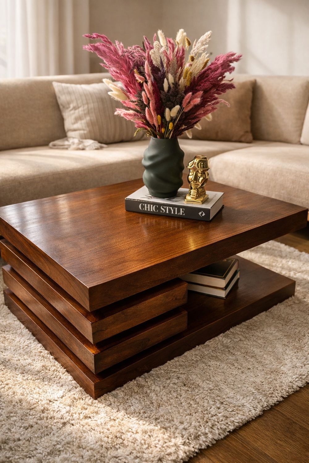 Table basse artisanale en chêne massif