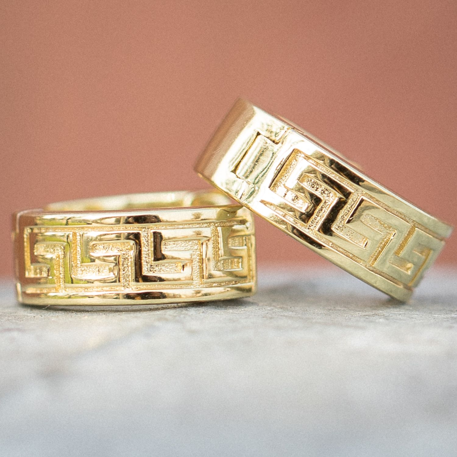 Solid Gold Plated Sterling Silver Post Greek Hoop Earrings