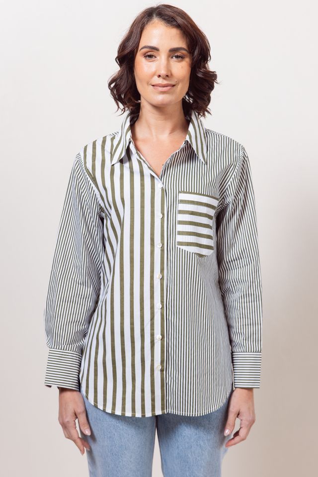 See Saw 100% Cotton Stripe Two Way Shirt SS766K