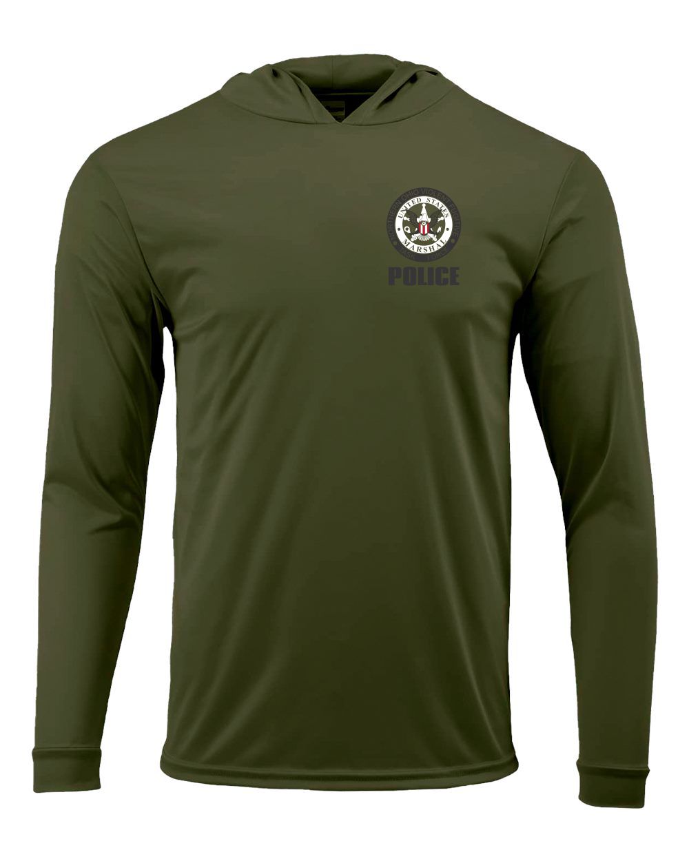 NOVFTF MILITARY GREEN PERFORMANCE HOODED LS