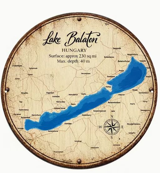 Vintage Lake Balaton map metal sign
