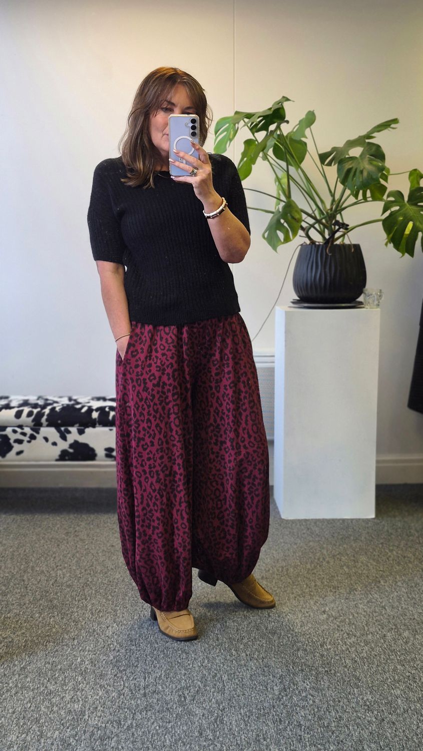 AUTUMN ANIMAL PRINT BALOON TROUSERS
