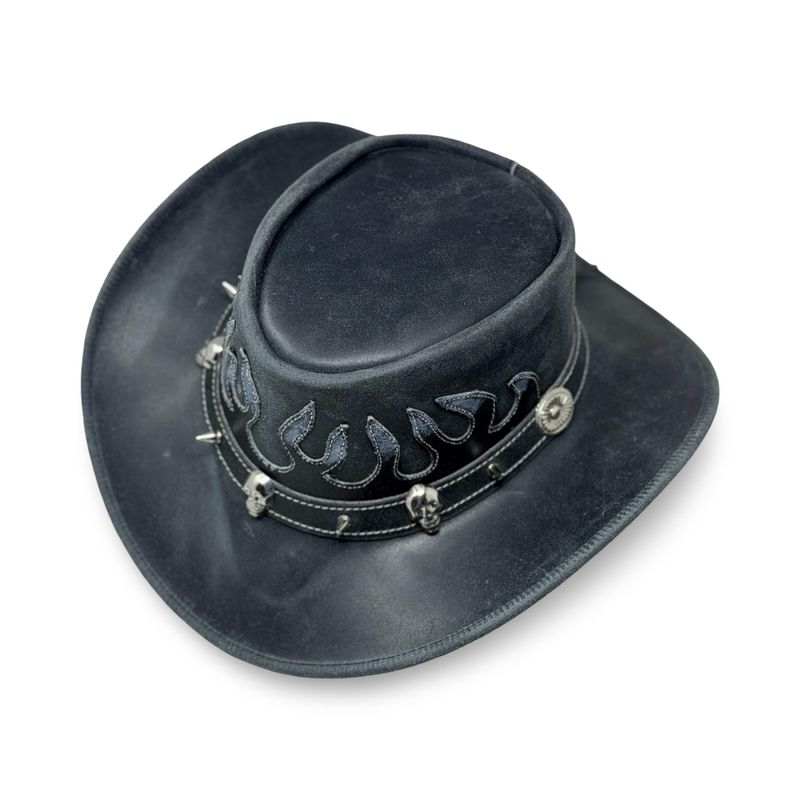 Lederhut Hut echt Leder Westernhut Cowboy Cowgirl Hellrider Neu Geburtstagsangebot Black