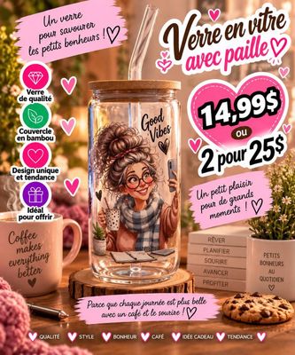 Mug en verre avec paille