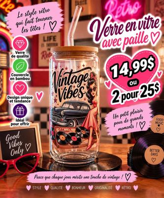 Mug en verre avec paille
