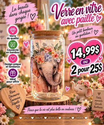 Mug en verre avec paille