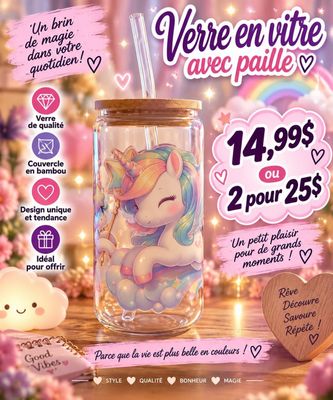 Mug en verre avec paille