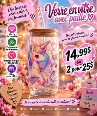 Mug en verre avec paille