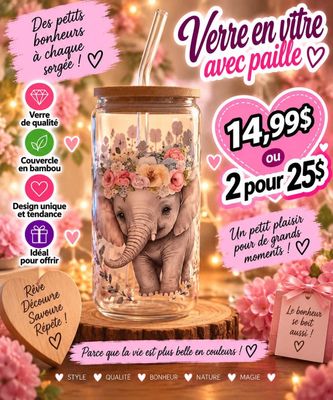 Mug en verre avec paille
