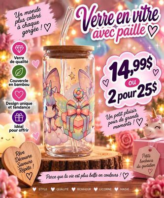 Mug en verre avec paille