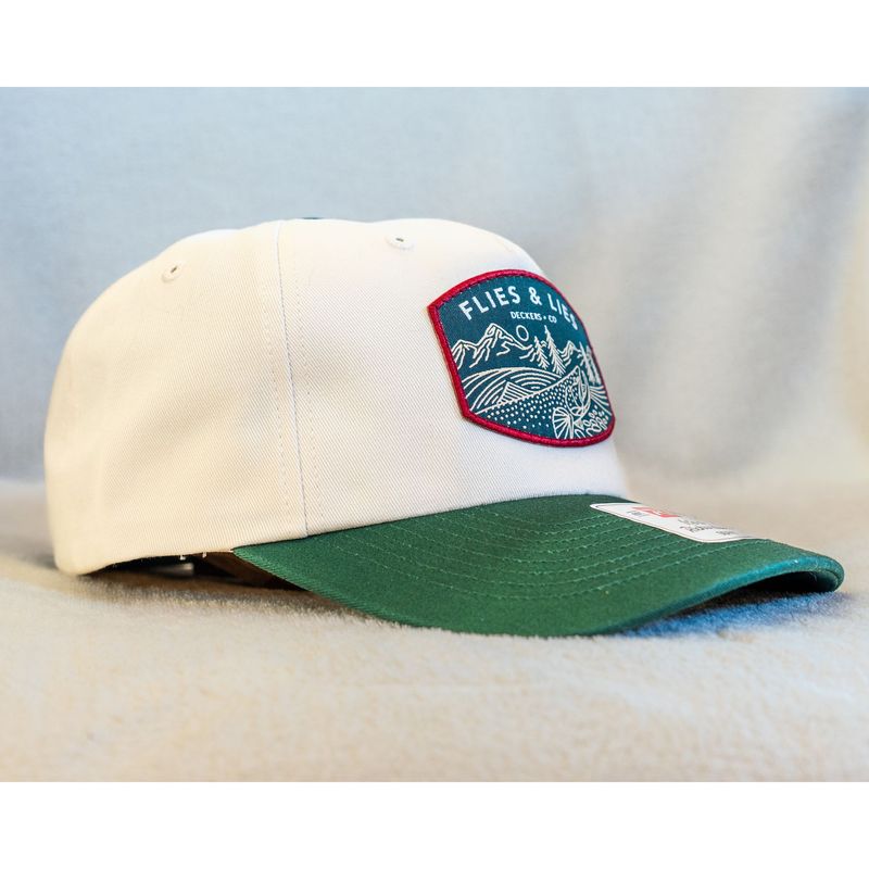 Flies & Lies 5-Panel - Rising Trout Patch (cream/dark green)