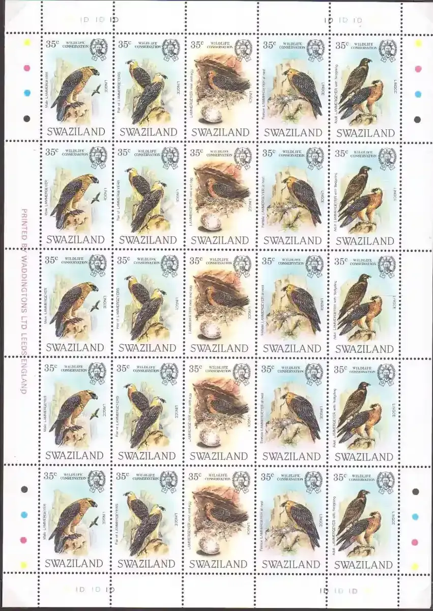 Swaziland 1983 Wildlife Conservation. WWF Birds - Bearded Vulture. MNH