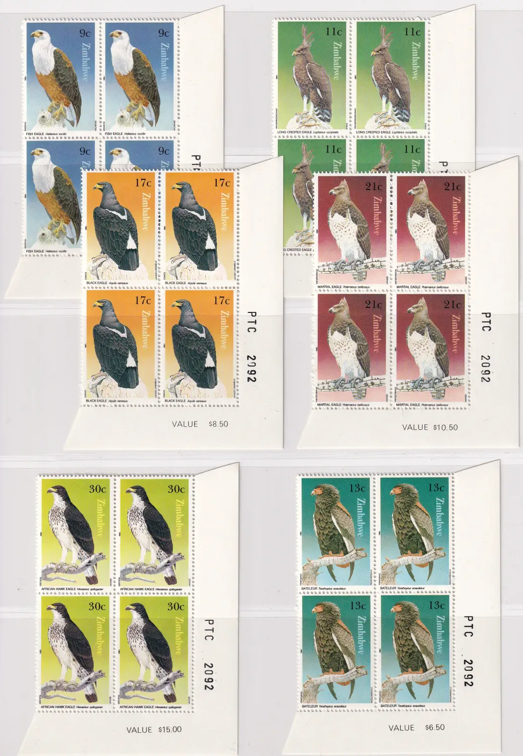 Zimbabwe 1984 Birds of Prey Block of 4. MNH