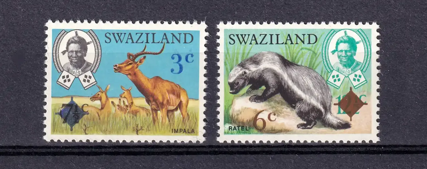 Swaziland 1975 Previous Issues Surcharged (2v). MNH(**)