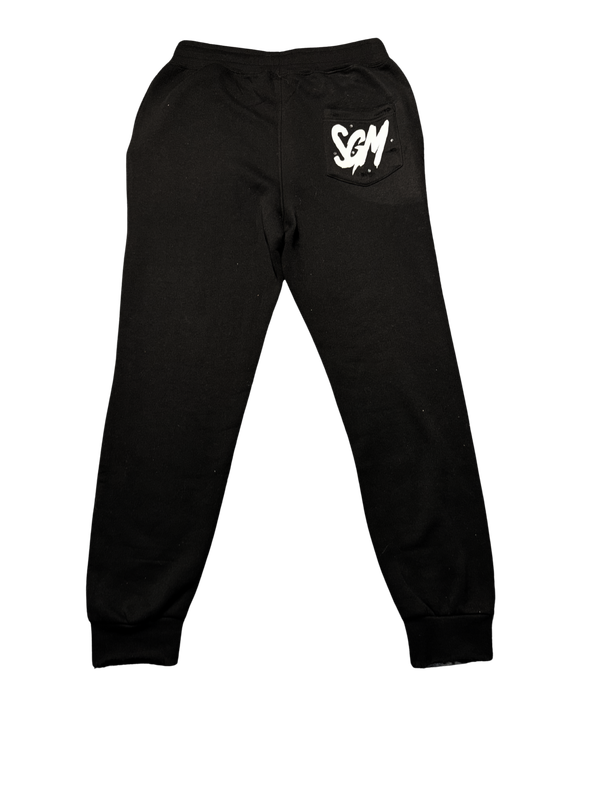 SGM BLACK JOGGERS WITH RHINESTONE AND SCRATCH