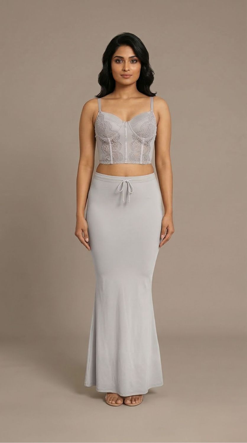gray saree shapewear smooth fit petticoat for sarees