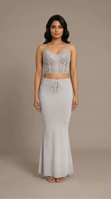 gray saree shapewear smooth fit petticoat for sarees