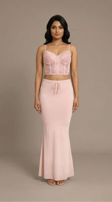 pink saree shapewear smooth fit petticoat for sarees