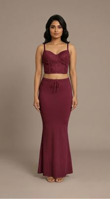 wine saree shapewear smooth fit petticoat for sarees