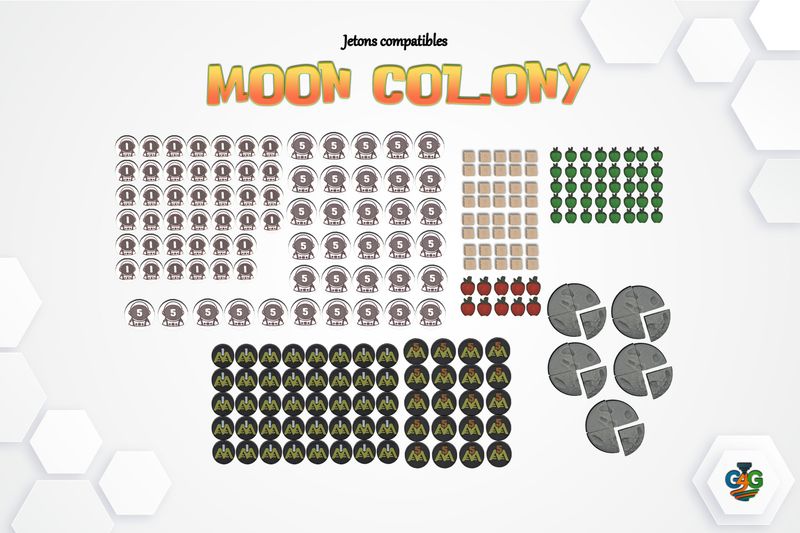Moon Colony – Jetons premium compatibles ( set 5 joueurs )