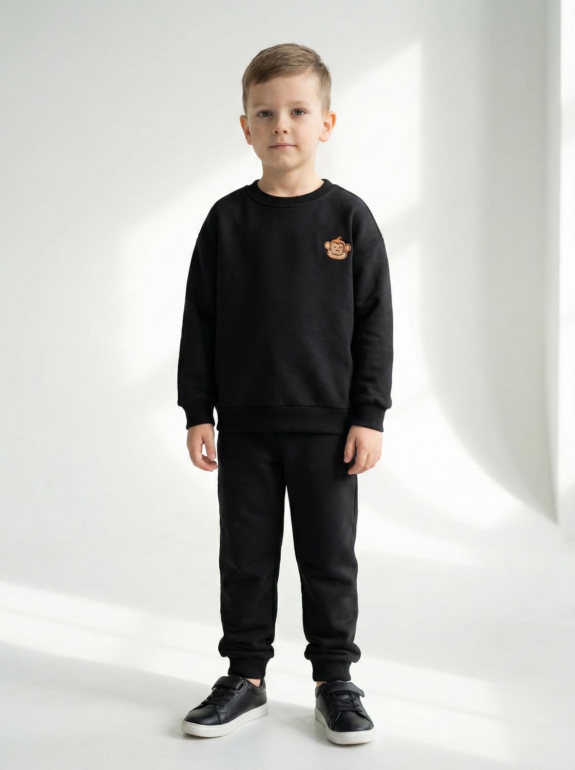 Bawełniany Komplet Dresowy z Haftem Małpki