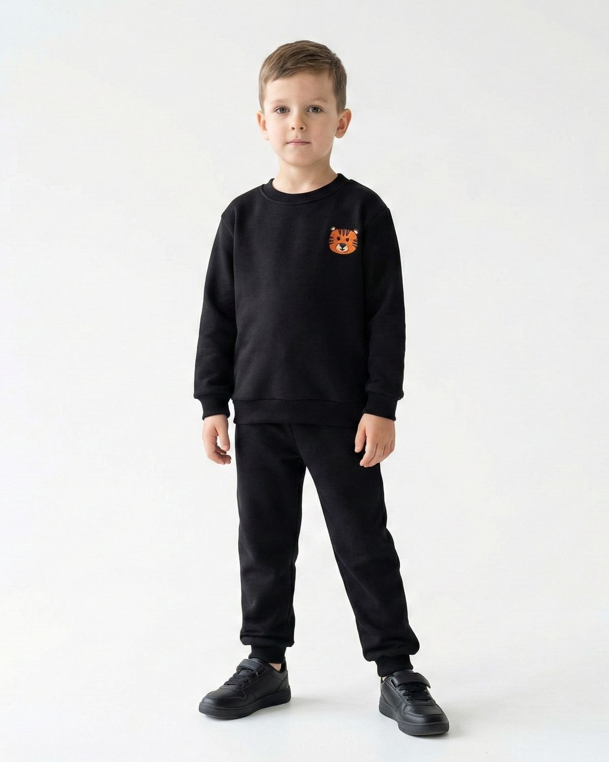 Bawełniany Komplet Dresowy z Haftem Tygrysa