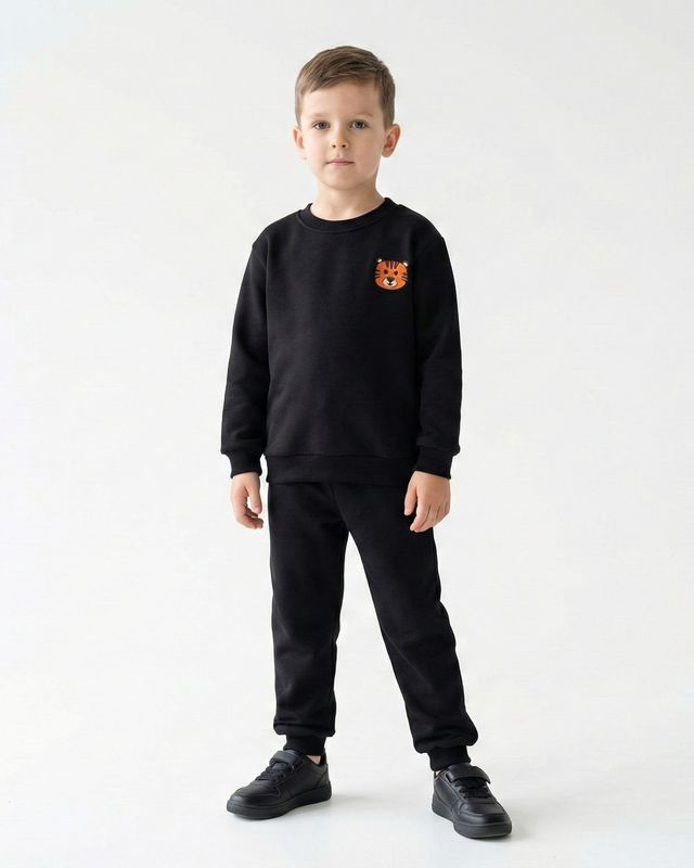 Bawełniany Komplet Dresowy z Haftem Tygrysa