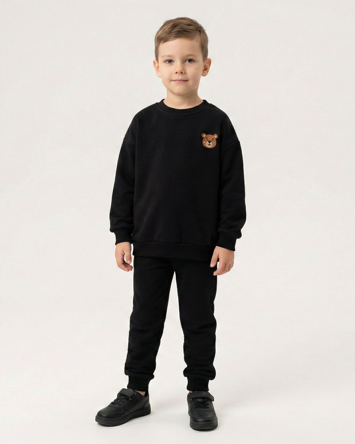 Bawełniany Komplet Dresowy z Haftem Misia