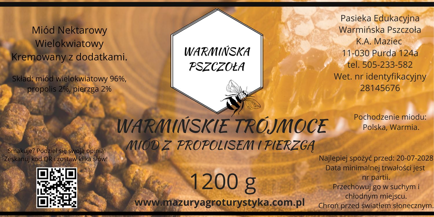Miód Warmińskie Trójmoce (z Pierzgą i Propolisem)