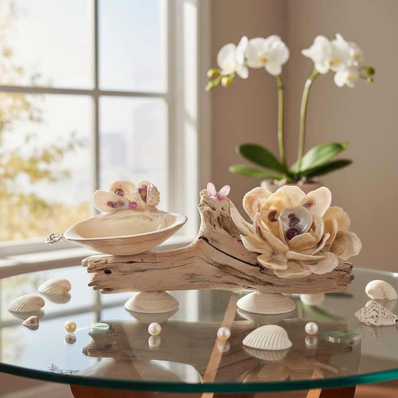 Driftwood &amp; Shell Jewelry Tray with Oyster Flower