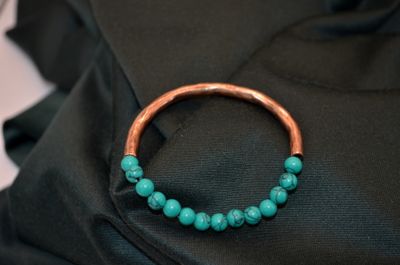 Bransoletka turkus miedź – rękodzieło