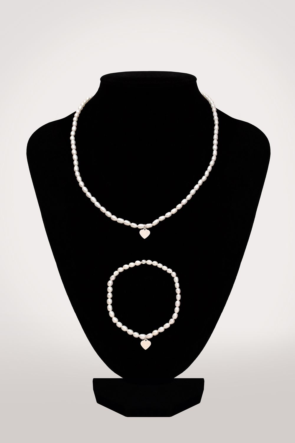 Szív rizsszem - édesvízi igazgyöngy ékszer szett Szív rizsszem - édesvízi igazgyöngy ékszer szett