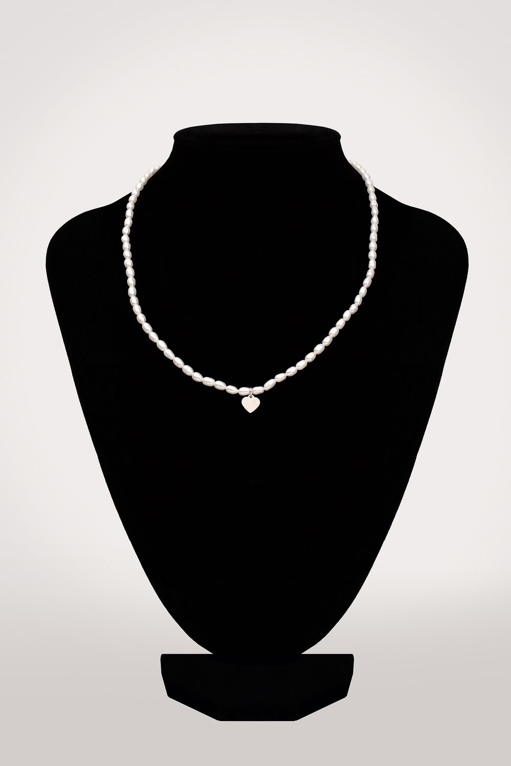 Szív rizsszem - édesvízi igazgyöngy nyaklánc Szív rizsszem - édesvízi igazgyöngy nyaklánc