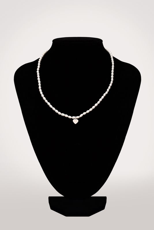 Szív rizsszem - édesvízi igazgyöngy nyaklánc Szív rizsszem - édesvízi igazgyöngy nyaklánc