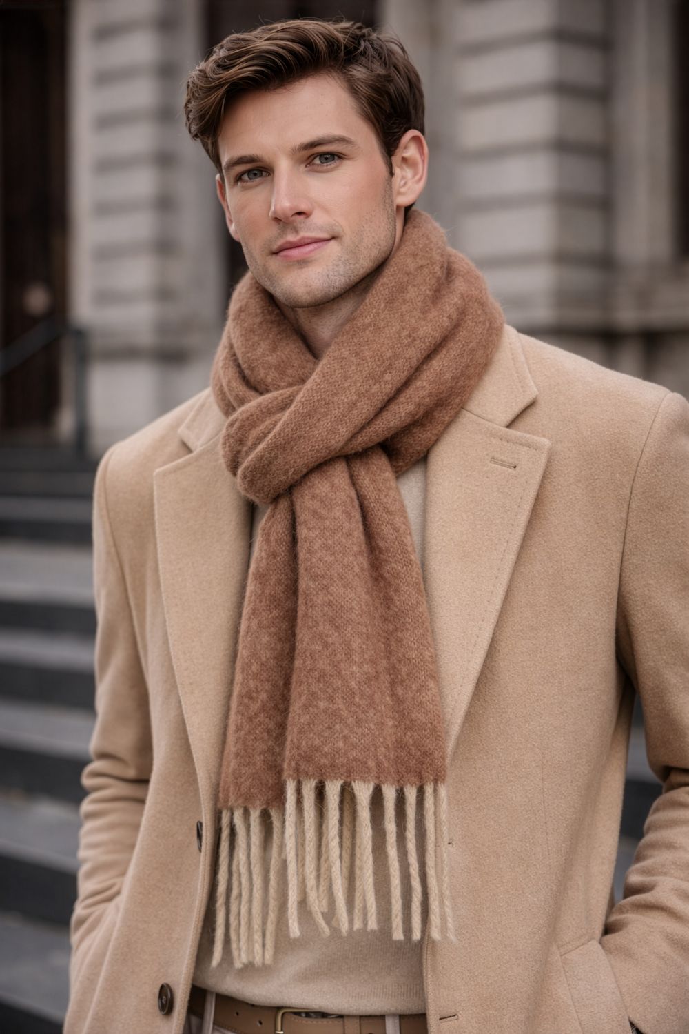 Snug Brushed Chunky Wool Mohair Scarf