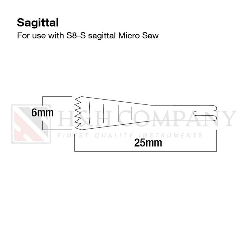 S-6 Saw Blade, 6mm, For use with S-8S Sagittal Saw (5pcs)