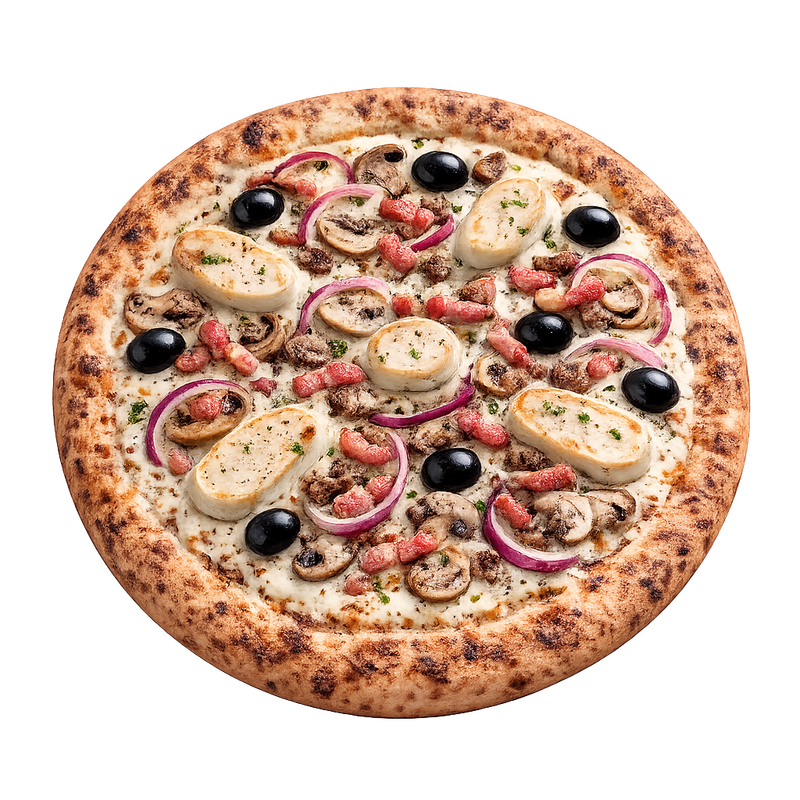 La Rethéloise - Crème fraîche, olives, Boudin blanc, champignons,  oignon rouge, lardons