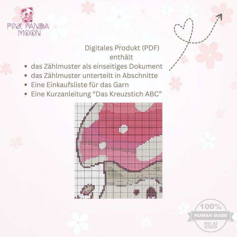 Kreuzstichvorlage Kawaii Shroom pink
