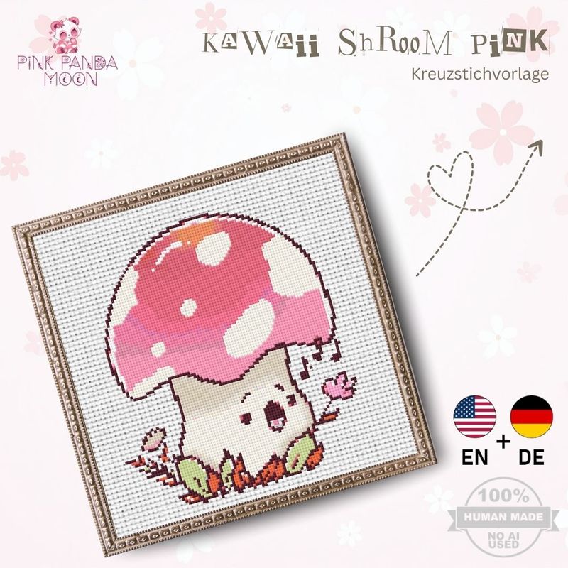 Kreuzstichvorlage Kawaii Shroom pink