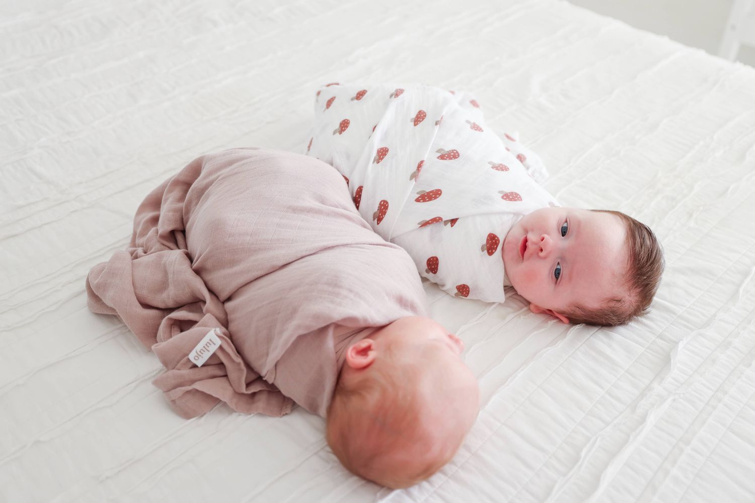 Lulujo Cotton Swaddle Blankets 40x40" 2pk Mushroom &amp; Sand