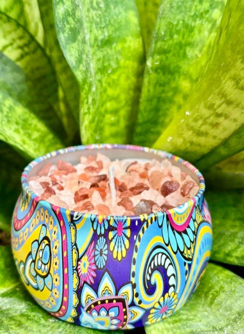 Rue and Rock Salt Aromatic Candle, Energy Cleansing