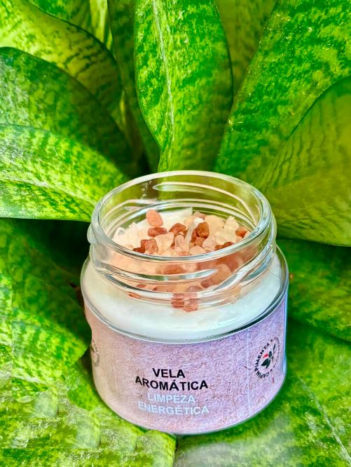 Rue and Rock Salt Aromatic Candle, Energy Cleansing