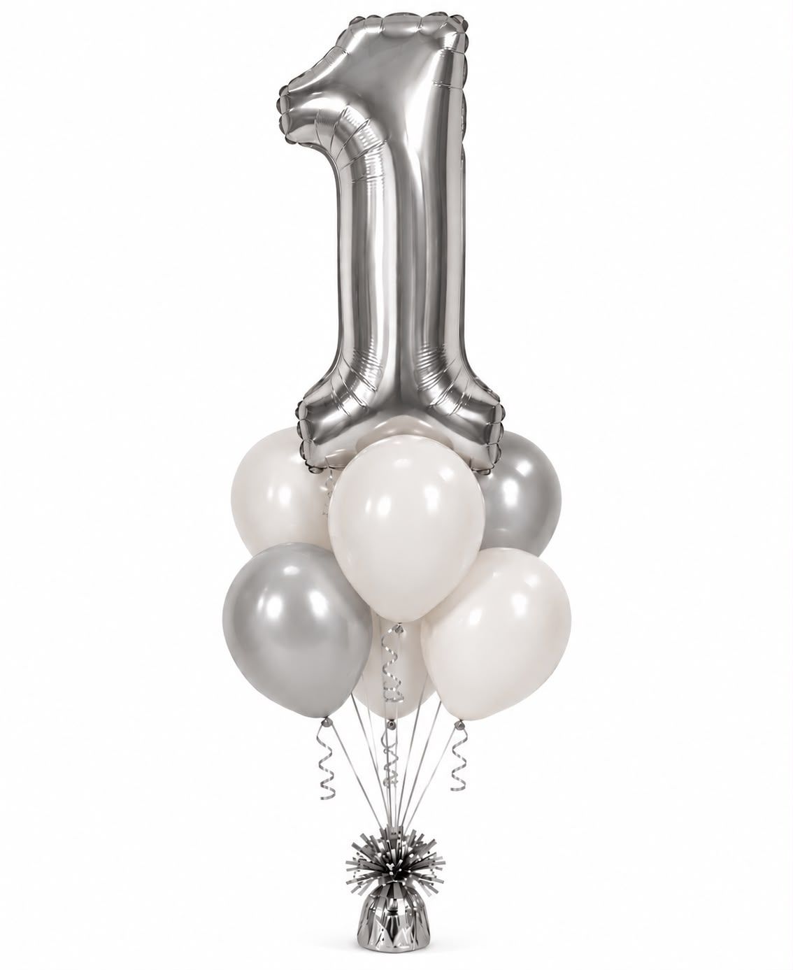 Number Balloon and Latex Balloon Bunch - Silver Number Balloon and Latex Balloon Bunch - Silver