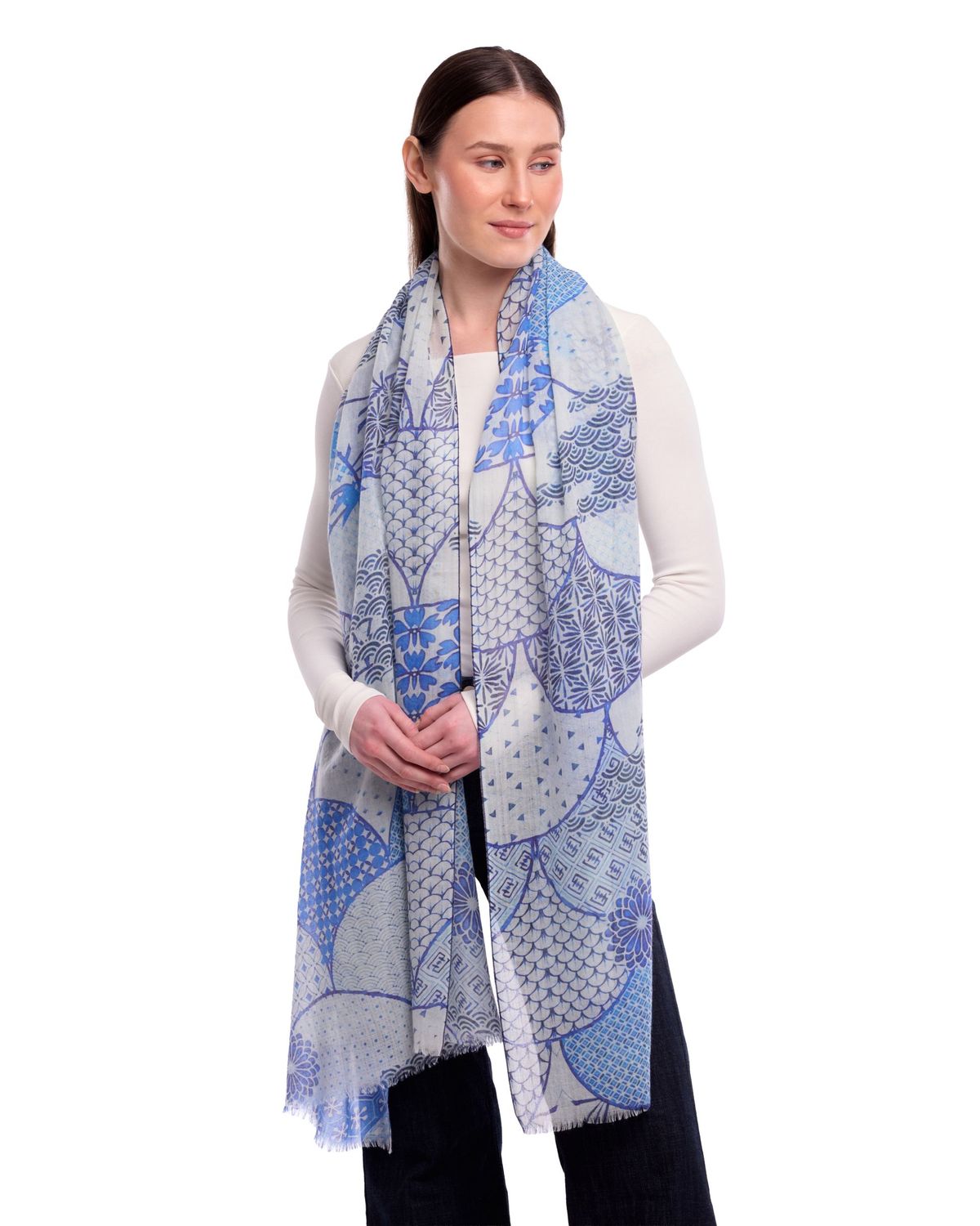 AYA Layered Motifs Design Merino Wool Scarf