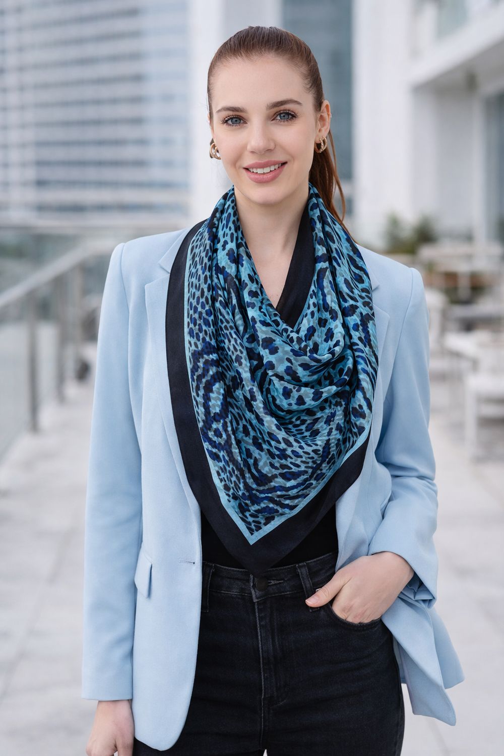 Rhea Animal Print Silk Square 100